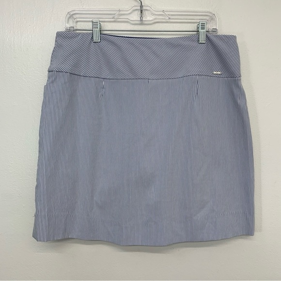 SC Co Skort Skirt Large Pull On Blue  White Stripe Pockets  Tummy Control Golf - Picture 4 of 11